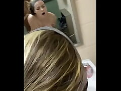 Cute girl gets arched over public bathroom submerge