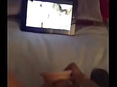 Super-steamy Milf masturbating while watching pornography and chatting messy