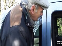 Young french dark haired fucked n creamed in 3way w papy hidden cam