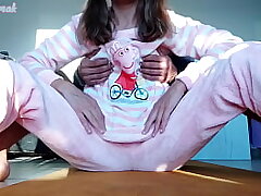 stepbrother hard wanking pussy and smallish tits stepsister in pajama