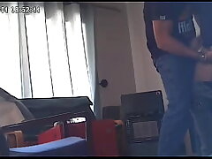 Caught my hubby cuckold with the neighbors wife standing missionary