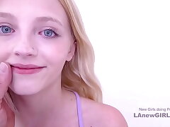 #Skinny Teenage gets cock-squeezing snatch creampied at audition#