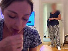 My step-mom caught me giving a blowage to my boyfriend. We were talking and she observed and he cum.