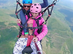 #Wet Puss Spraying IN THE SKY 2200m High In The Clouds while PARAGLIDING#