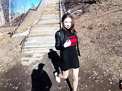#Risky Amateur Public Oral and Cum Walk on Natural Tits - POV#