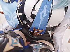 Genshin Influence Eula Lawrence Cosplay &vert; draining all your jizz with her thighs and honeypot anime porn video