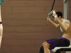 #Japanese Stepmother helps her Son in the gym to motivate him for competition#