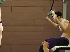 Japanese StepMom helps her Sonny in the gym to motivate him for competition