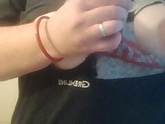 Cutting off my shirt and frolicking with my immense tits