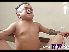 Jorgito the midget Guayaco disguises himself cheats and porks ample titted latina milf in front of her spouse