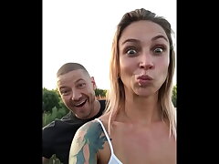 #Quick outdoor blowjob with final in mouth#