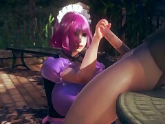 Kokoro Maid Hand job and Creampie