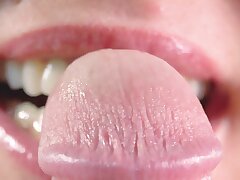 Close up blowjob, playing with my husbands stiff man-meat head