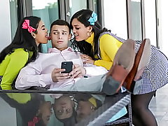 Exotic Stepsisters Seduce Stepbrother To Get Into The Night Club - Maya Farrell, Alina Belle