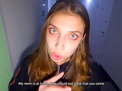 #While Parents Are At Home We Fuck In The Staircase - Cum In Undies And Wear - POV - Public#