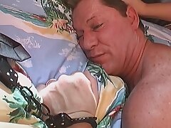 Wild fuck-fest games with stepdad! He boinks all of her tight holes!