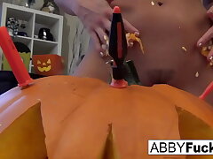 #Abigail carves a pumpkin then plays with herself#