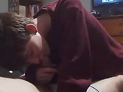 Gargling his manmeat with his briefs still on. Miss Magic taunts and gets Creampied