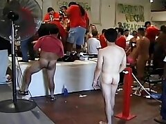 Towheaded bimbo cockslut doing world record gang-fuck