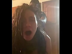 Super-sexy latina dreadhead gets leaned over kitchen counter and gets her brains humped out